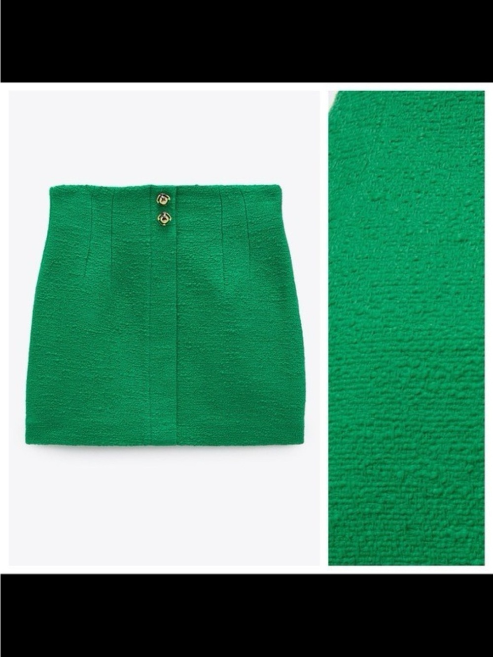 Zara Tweed Textured Green Apple Mini Skirt (matching Blazer in separate listing)